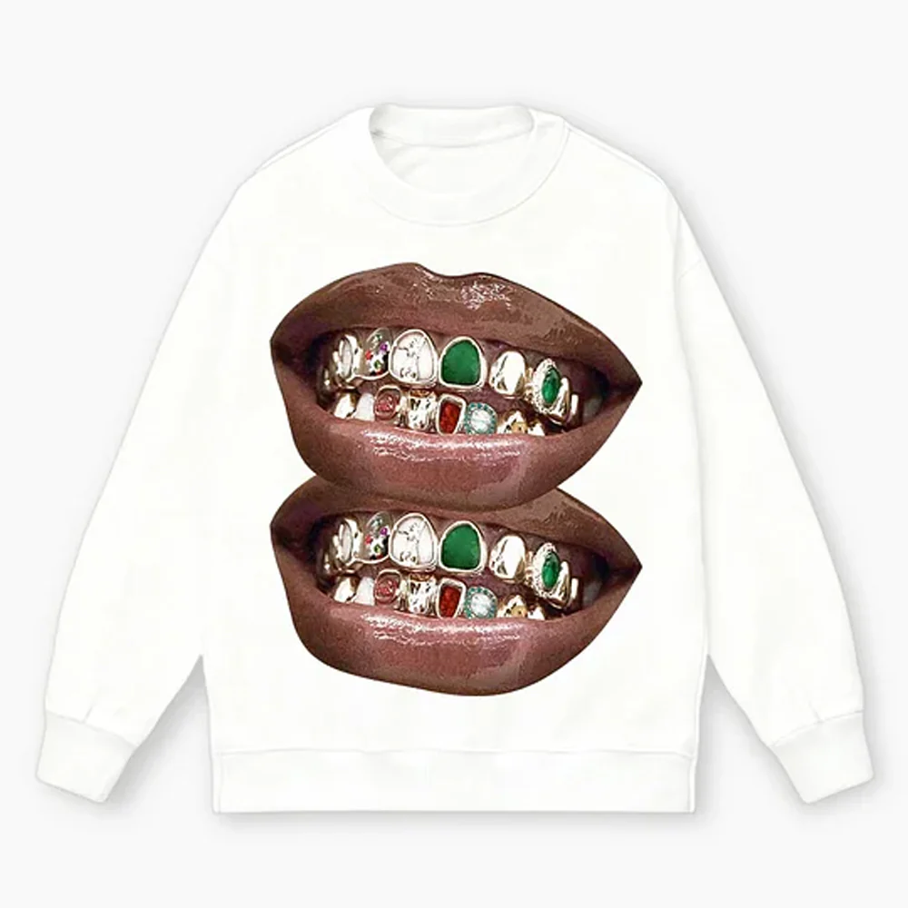 Exclusive Fashion Gold & Jade Grills Lip Print Tee - Image 7