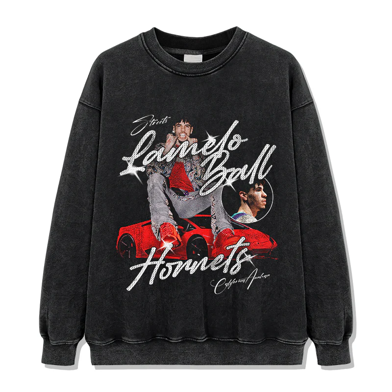 Three-ball Red Lamborghini LaMelo Ball Sweatshirt NBA 2024 - Image 2