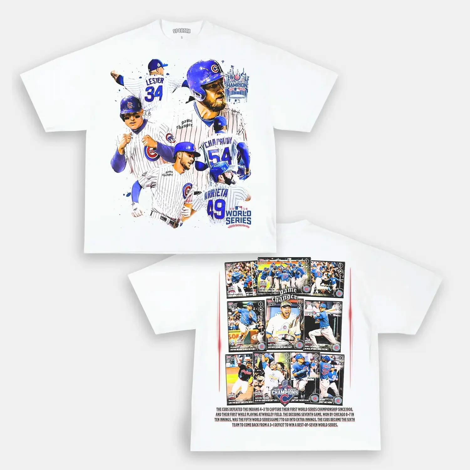World Series champion Cubs  Back Design TEE - Image 2